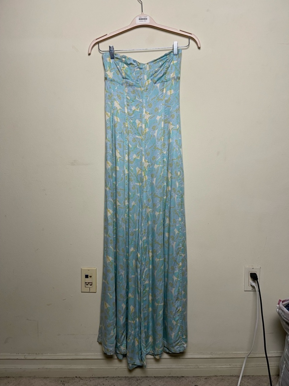 Light Blue Floral Maxi Skirt